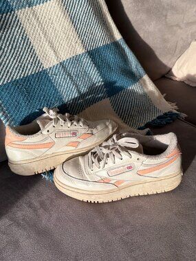 Reebok Club C Double "Chalk/Aura Orange" Sneakers - Women's 7